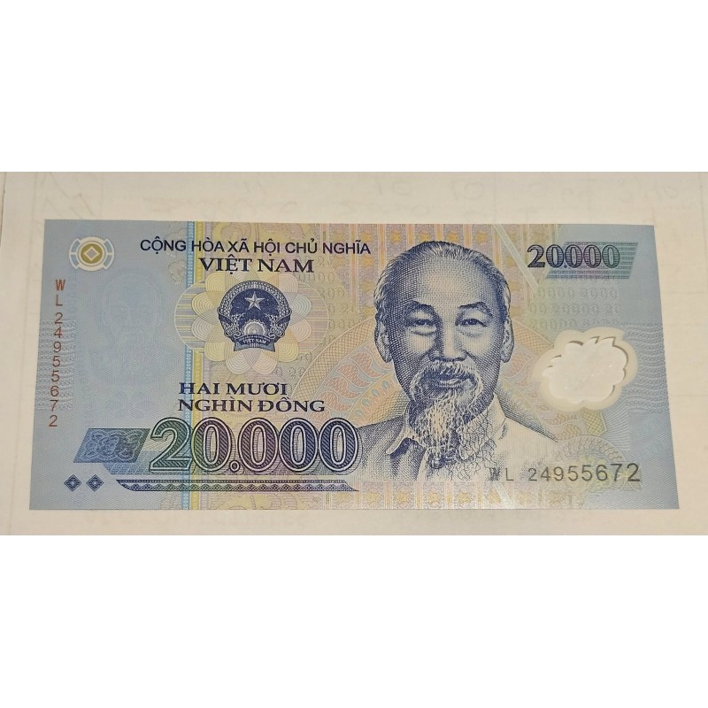Cédula do Viet Nam 20 mil dong polimero FE