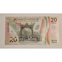 Cédula do México 20 pesos polímero FE Bicentenário da Independência