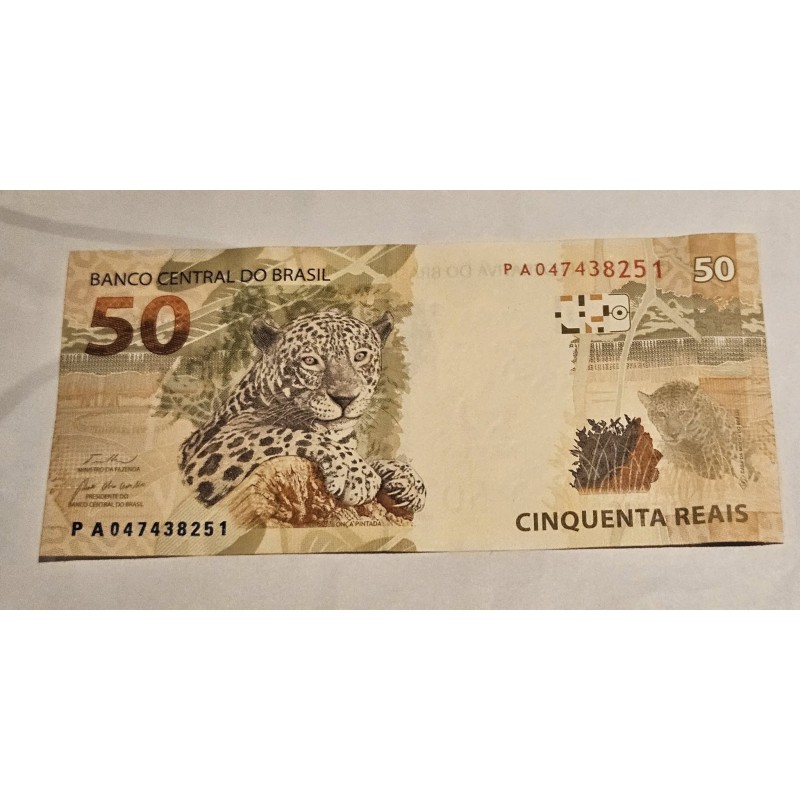 Cédula Brasil 50 reais letras PA FE