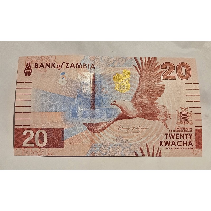 Cédula de Zâmbia 20 kwatcha FE 2024