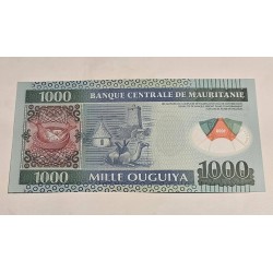 Cédula da Mauritânia 1000 ouguya Polímero FE