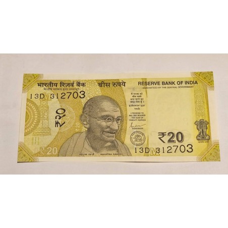 Cédula da India 20 rúpias Mahatma Gandhi FE