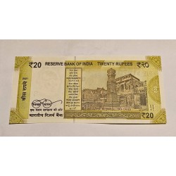 Cédula da India 20 rúpias Mahatma Gandhi FE
