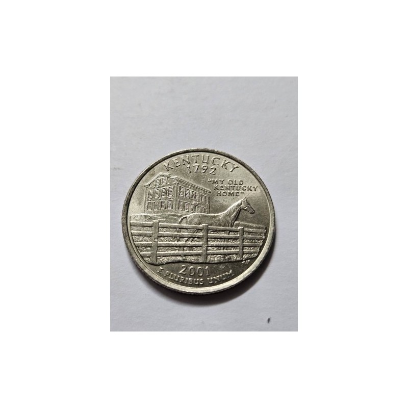 Moeda Quarter Dólar Kentucky 2001 - Edição Colecionável  dos EUA