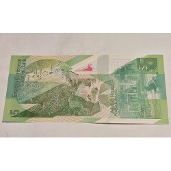 Cédula Eastern Caribean 5 dólares polímero FE Rainha Elizabeth II