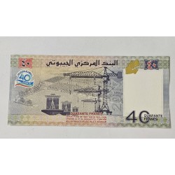 Cédula 40 Francos Djibouti 2017 - 40 Anos de Independência - Tubarão Baleia - FE