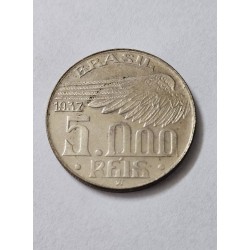 Moeda Brasil 5000 réis 1937 Santos Dummont soberba