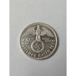 Moeda da Alemanha 2 reichmarks 1938 prata Suastica