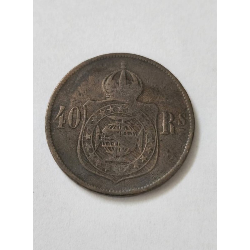 Moeda Brasil 40 réis 1877 B-794  Km479 império Dom Pedro II