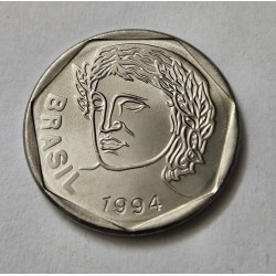 Moeda Brasil 25 centavos 1994 Flor de Cunho