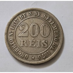 Moeda Brasil 200 réis 1876 data difícil MBC+