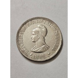 Moeda Brasil republica 1000 réis 1889 prata MBC
