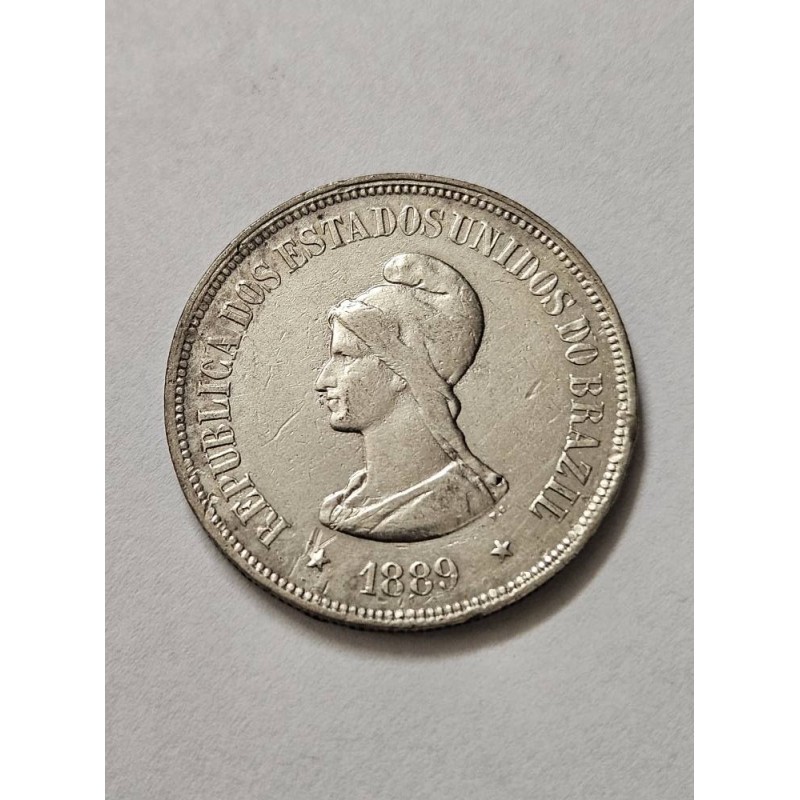 Moeda Brasil republica 1000 réis 1889 prata MBC