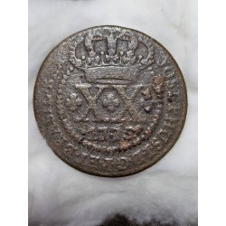 Moeda Brasil Colonia XX réis 1775 coroa baixa C130