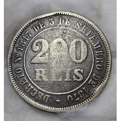 Moeda Brasil 200 réis 1875 data escassa Mbc