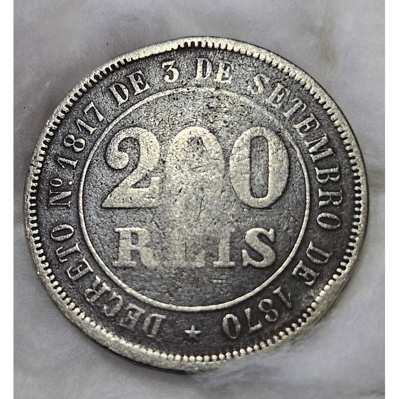 Moeda Brasil 200 réis 1875 data escassa Mbc