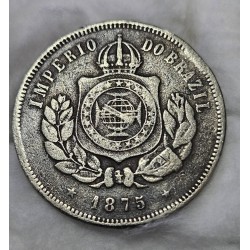 Moeda Brasil 200 réis 1875 data escassa Mbc