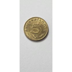 Moeda da Alemanha 5 pfenning 1939 Segunda Guerra Mundial Suastica