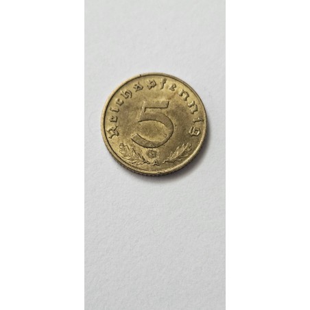 Moeda da Alemanha 5 pfenning 1939 Segunda Guerra Mundial Suastica