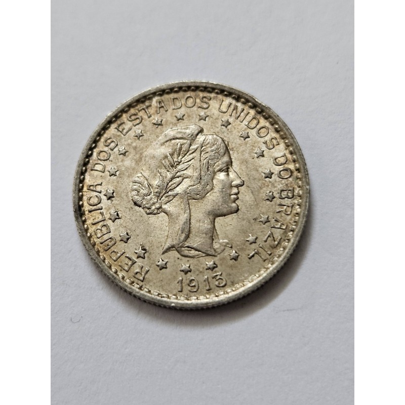 Moeda Brasil Republica 500 réis 1913 Estrelas Soltas Prata SFC