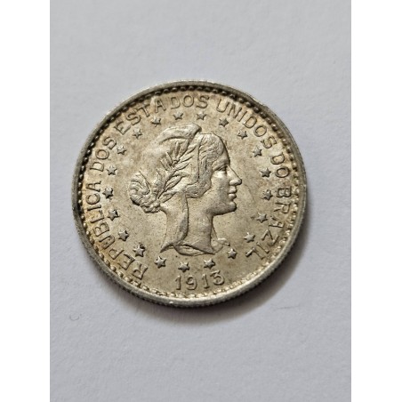 Moeda Brasil Republica 500 réis 1913 Estrelas Soltas Prata SFC