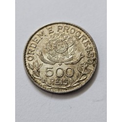 Moeda Brasil Republica 500 réis 1913 Estrelas Soltas Prata SFC