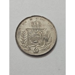 Moeda Brasil Império 1000 réis 1860 prata MBC Terceiro Sistema