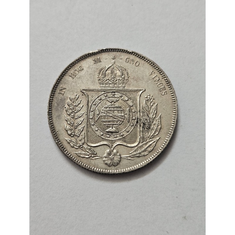 Moeda Brasil Império 1000 réis 1860 prata MBC Terceiro Sistema