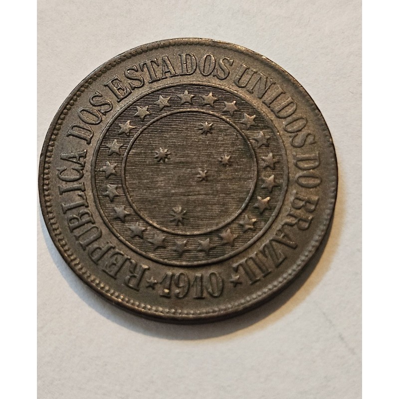 Moeda Brasil República 40 réis 1910 Flor de cunho