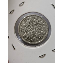 Moeda de Prata 6 Pence 1929 Inglaterra George V | Numismática