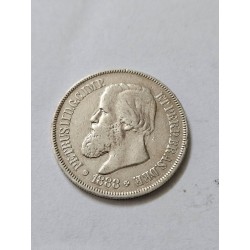 Moeda Brasil Império 500 réis 1888 com rabicho cabelo
