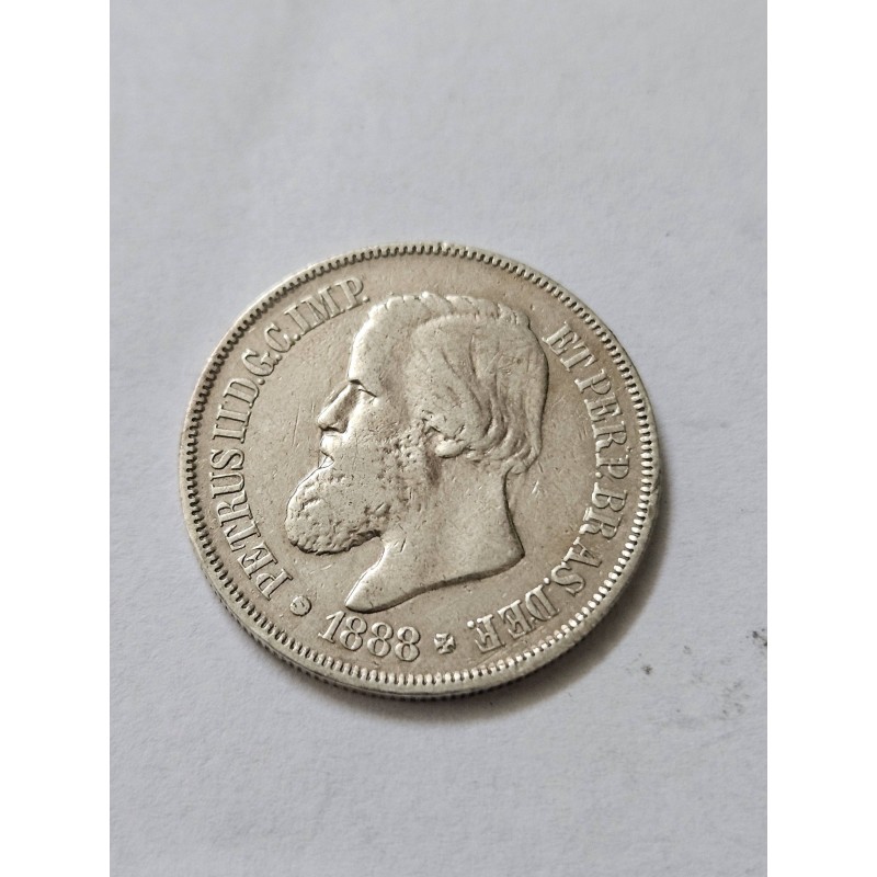 Moeda Brasil Império 500 réis 1888 com rabicho cabelo
