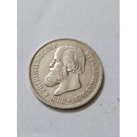 Moeda Brasil Império 500 réis 1888 com rabicho cabelo