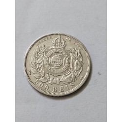 Moeda Brasil Império 500 réis 1888 com rabicho cabelo