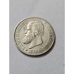 Moeda Brasil 500 réis 1868 MBCS Império Prata