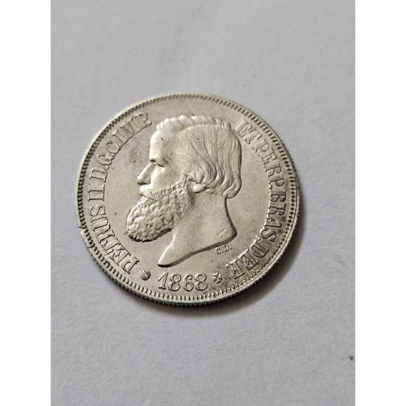 Moeda Brasil 500 réis 1868 MBCS Império Prata