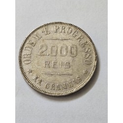 Moeda Brasil 2000 réis 1906 prata XX gramas MBCS