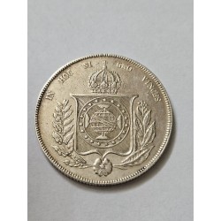 Moeda Brasil Império 1000 réis 1863 prata MBC