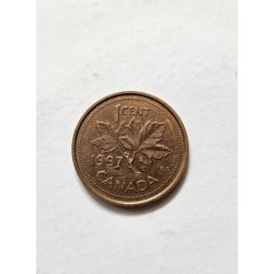 Moeda 1 Cent Canadá 1997 - Rainha Elizabeth II (Folha de Bordo)