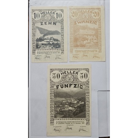 Lote 3 notgelds Austria Município Lilienfeld