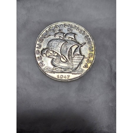 Moeda de Portugal 5 escudos 1947 prata 7g .650