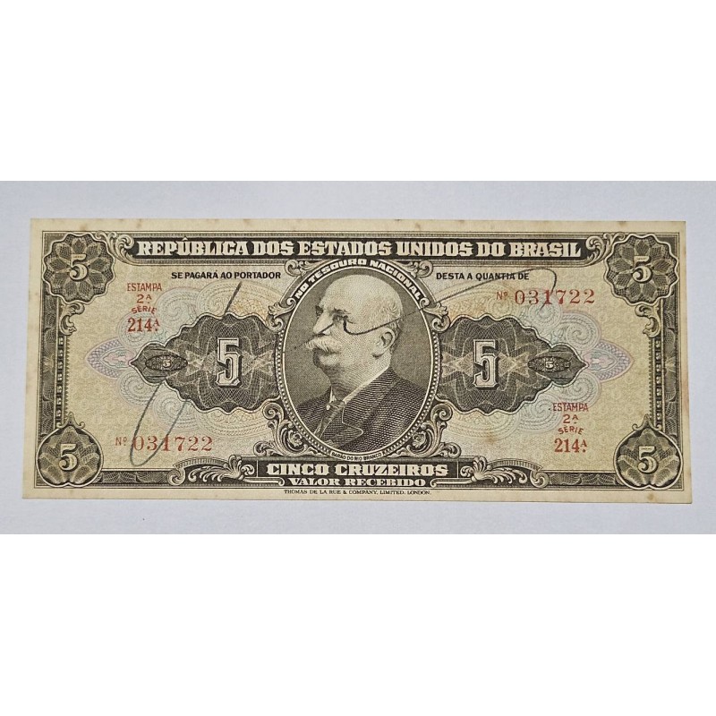 Cédula Brasil 5 cruzeiros C065 MBC Autografada
