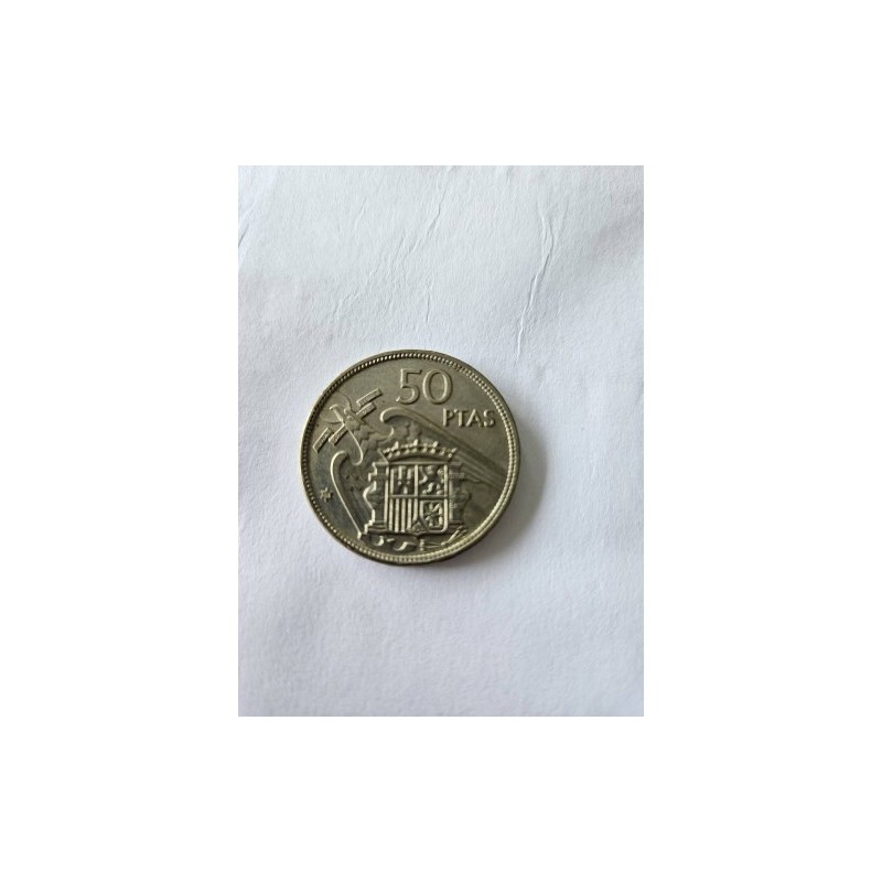 Venda de moeda de 50 Pesetas da Espanha de 1957. Item histórico do regime de Francisco Franco, ideal para colecionadores de moed