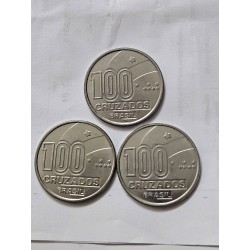Moedas série Axé Pai Mãe e filho 100 cruzados 1988 FC