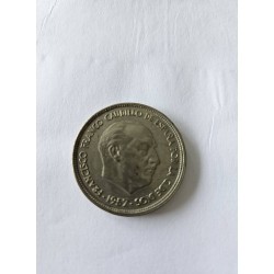 Venda de moeda de 50 Pesetas da Espanha de 1957. Item histórico do regime de Francisco Franco, ideal para colecionadores de moed