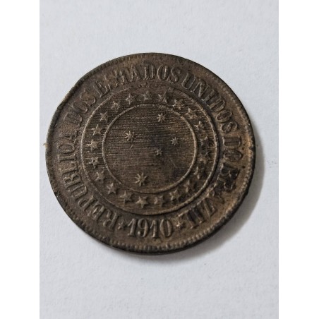 Moeda Brasil 40 réis 1910 bronze república
