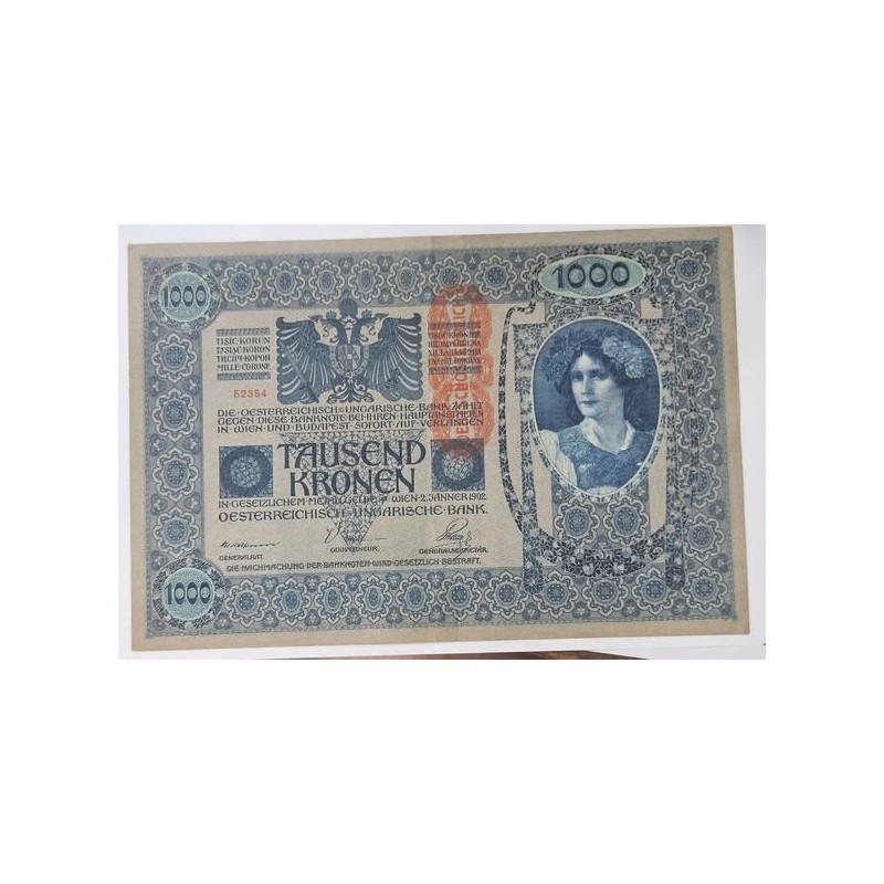 Cédula da Áustria 1000 coroas soberba 1902