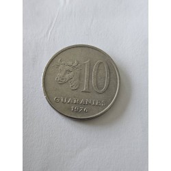 Venda de moeda rara do Paraguai de 10 Guaranis de 1976. Item de coleção com o busto do Gral. Garay e cabeça de boi, ideal para n