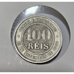Moeda Brasil Republica 100 réis 1889 reverso horizontal