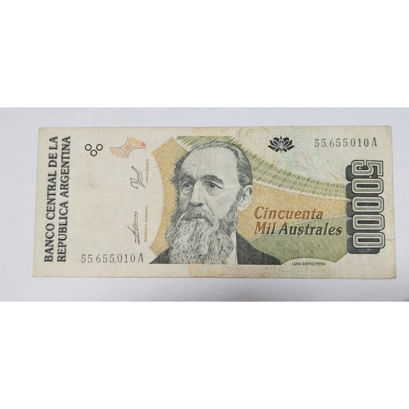 Cédula da Argentina 50 mil australes P335 MBC